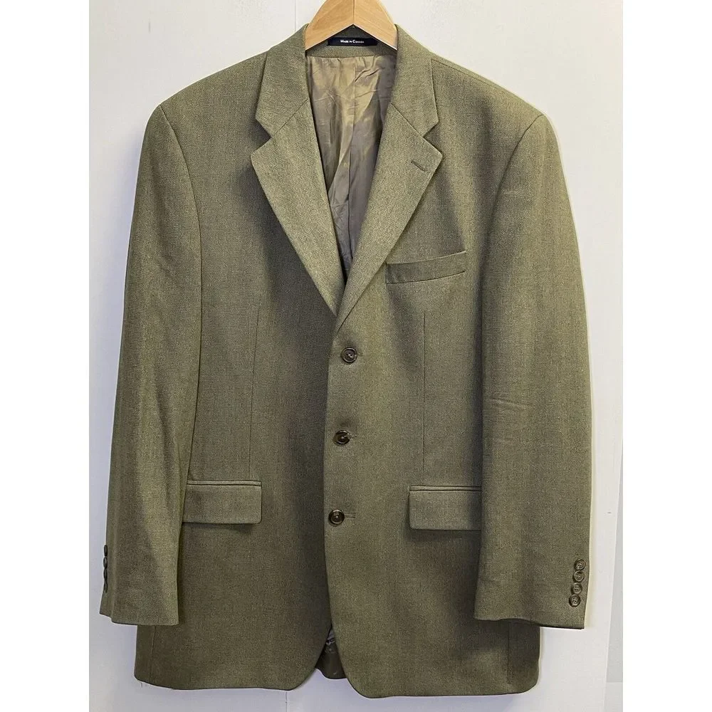 VINTAGE Chaps Ralph Lauren Blazer Mens 42L‎ Beige Silk Wool Sport Coat Jacket